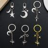 Creative Fashion Zinc Alloy Keychain with Moon and Star Pendant