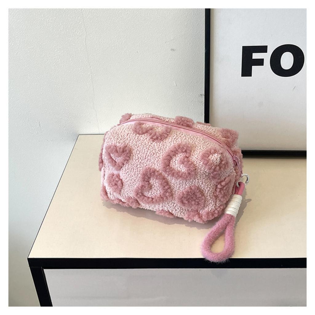 Jacquard Plush, Makeup Bag, Large Capacity, Storage Bag, Travel Storage Bag