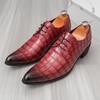 Fashion British Gentleman Men's Pointed Crocodile Pattern Lace Up Oxford Shoes Designer Formal Wedding Prom Dress Homecoming Footwear