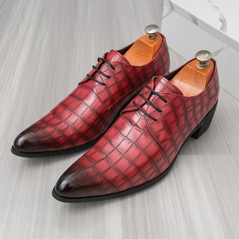 Fashion British Gentleman Men's Pointed Crocodile Pattern Lace Up Oxford Shoes Designer Formal Wedding Prom Dress Homecoming Footwear