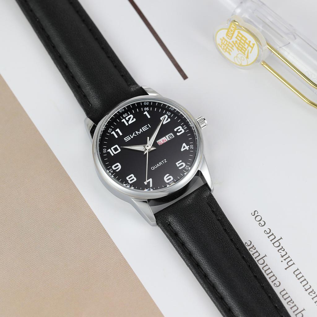 Skmei New Man Quartz Fashion Casual Watches Classic Leather Waterproof Wristwatches for Women 7901