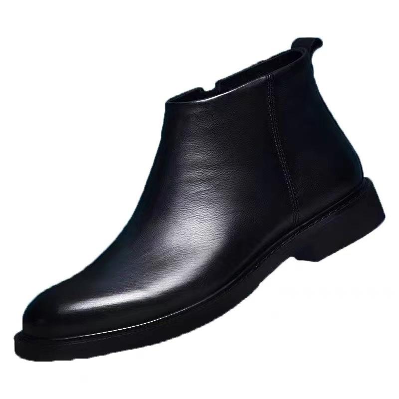 Men's Shoes Men's Leather Shoes Chelsea Boots Solid Color ins European Style Versatile Source Factory Supply Foreign Trade Winter