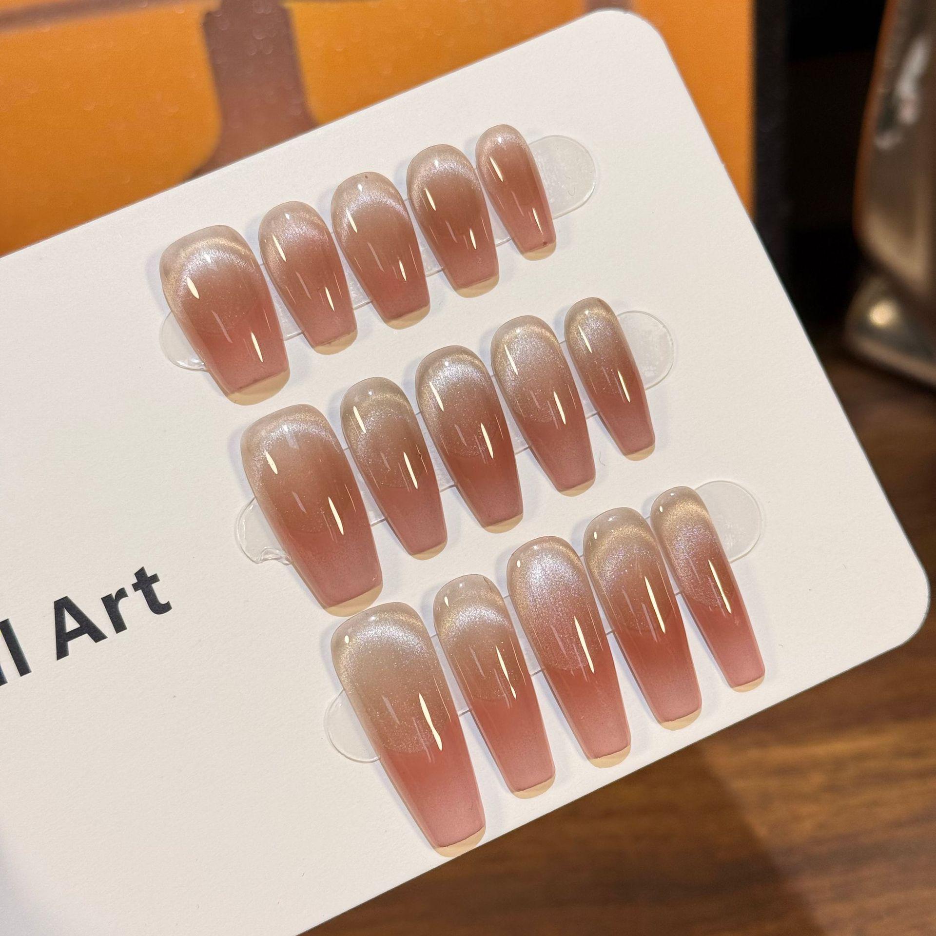 

Original Pink French Reverse Cat Eye Blush Handmade Press-On Nails