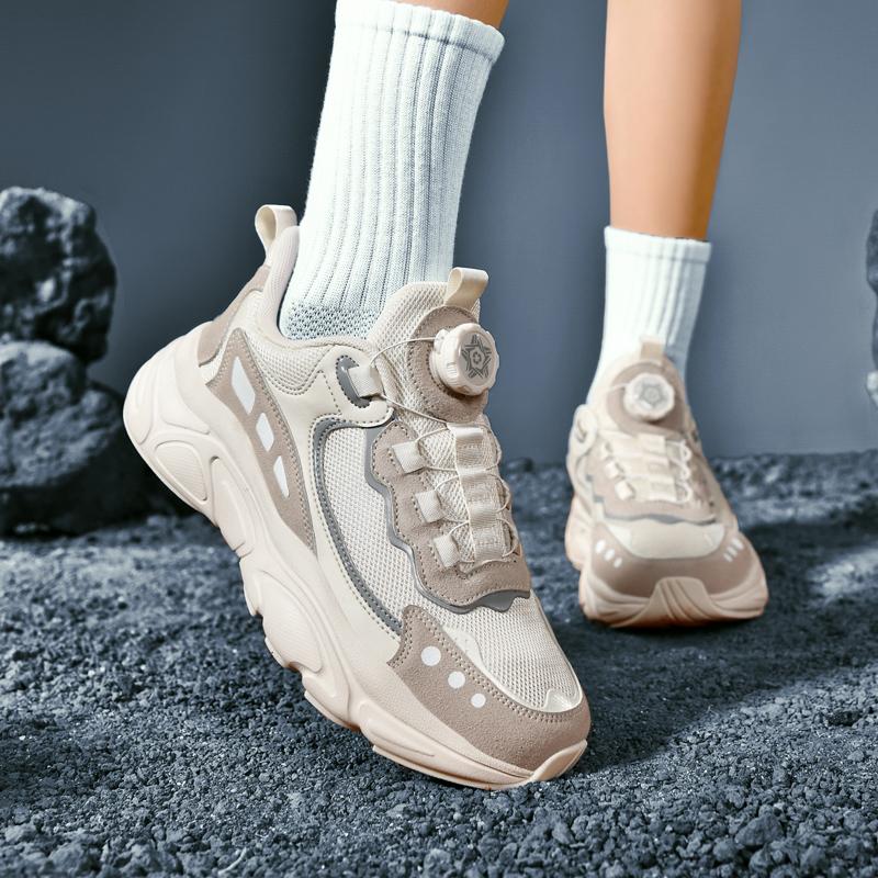 New Chunky Sneakers Men Rotating Button Running Shoes for Women Thick Sole Jogging Sports Shoes Outdoor Commuting Walking Shoes