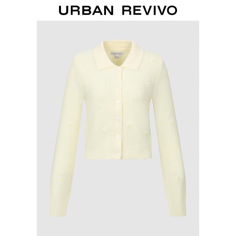 

UR 2025 Autumn Women s Floral Lapel Knit Cardigan M