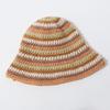 Pure Hand-Woven Bucket Hat Summer Rainbow Color Splicing Straw Hat Hollow Crochet Hat Foldable Sunshade Basin Hat