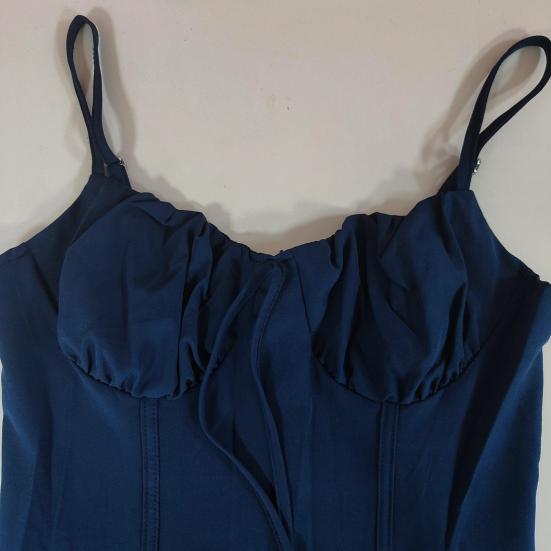 Γυναικείο Καλοκαιρινό Μακρύ Φόρεμα Sundress Ψηλόμεσο Δέσιμο Μπροστά Α-Γραμμή Αέρινο Φόρεμα Αμάνικο Με Λεπτές Τιράντες Boho Παραλίας Μακρύ Φόρεμα