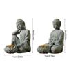 Buddhas Stone Figurine Sculpture with Tealight Slot Incenses Holder Spiritual Decors Meditation Statue Desktop Ornament