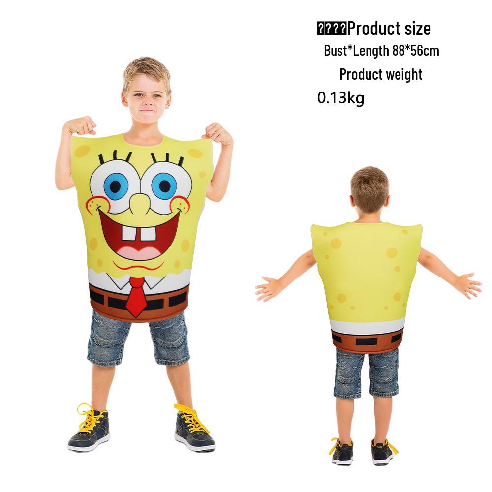 SpongeBob, Patrick, and Squidward Cosplay Outfit for Children's Day Parent-Child Performance