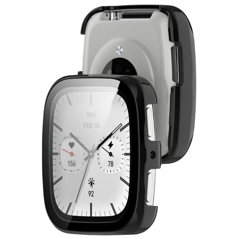 Smartwatch Cover Shell Case with Tempered Glass Film for Active 2 Square Screen Protector Film Cover Scratchproof Case