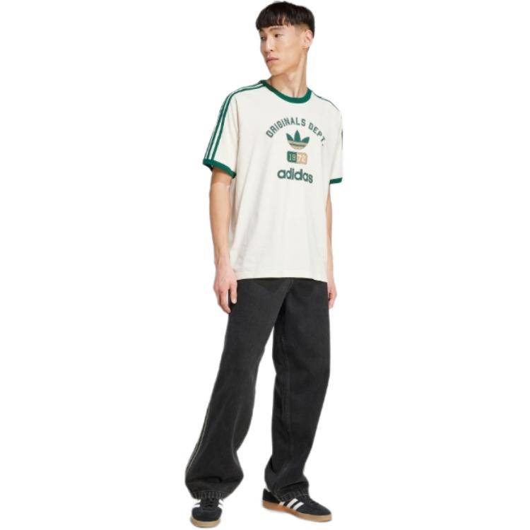 adidas Originals SS25 Serie Classica Logo del Brand Vestibilità Ampia Girocollo Manica Corta Raglan T-Shirt Uomo Top Han-Giada-Bianco KD6266