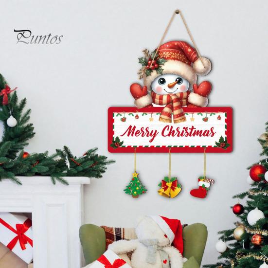 Xmas Party Wall Hanging Christmas Winter Wooden Sign, Elk Snowman Decorative Plaque, Rustic Holiday Decor Door Sign for Home Hangers
