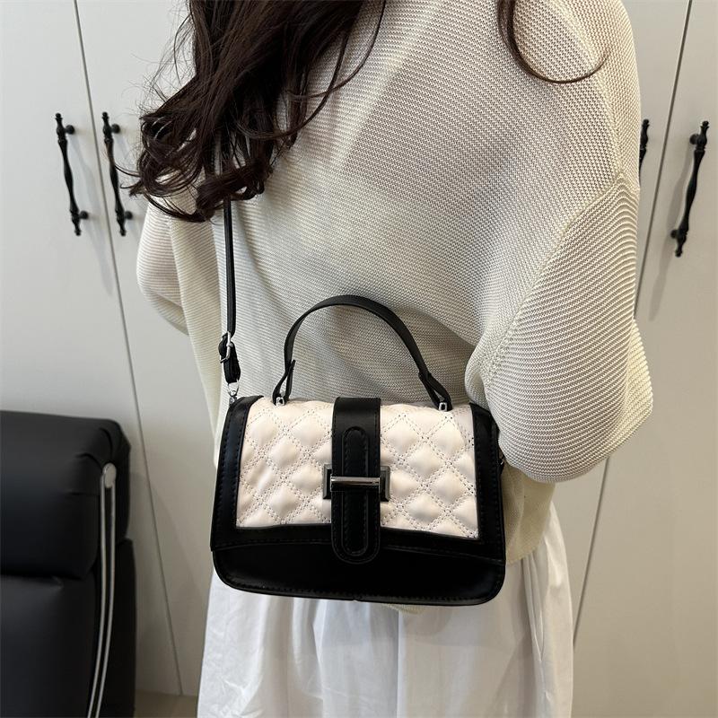 Korean Style Color Block Diamond Lattice Elegant Simple Stylish Crossbody Handbag for Women - Summer New Arrival Embroidery Small Square Bag