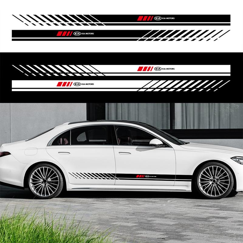 2PCS Car Body Sticker Vinyl Side Skirt Stripes Decals For Kia Sportage K2 K6 KX1 RIO Optima PV5 K4 K3 Ceed Sorento Picanto Forte CP6