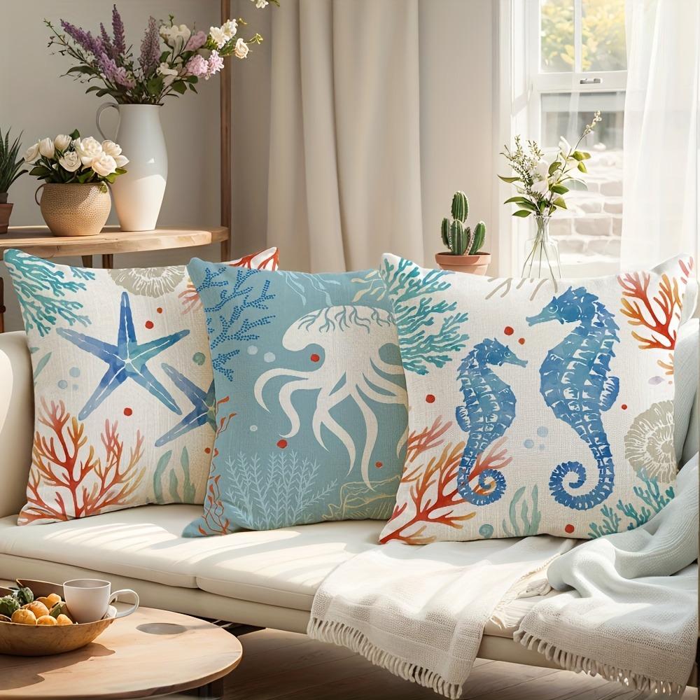 Charming Marine Life Pillow CoversLiving room sofa cushion cover, soft and comfortable, bedroom room decoration