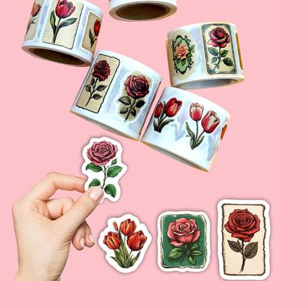 Vintage Güller, Çıkartmalar, Hediye Paketleme, Mühürleme Çıkartmaları, El Hesabı, Grafiti Serisi, Çıkartmalar