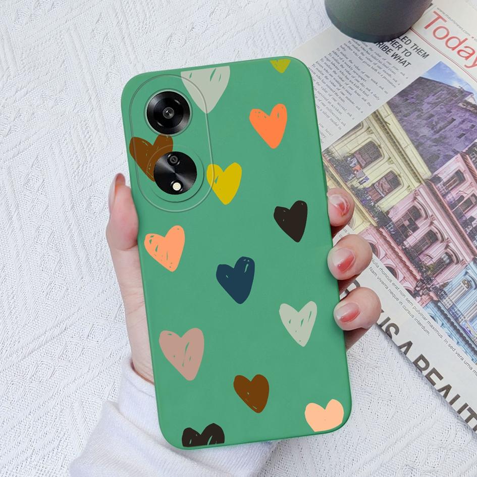 Fashion Love Heart Phone Cases For Oppo A1 A1K A7 A11 A15 A35 A52 A55 Soft Liquid Silicone Anti Slip Durable Shockproof Protective Shell For Oppo Capa