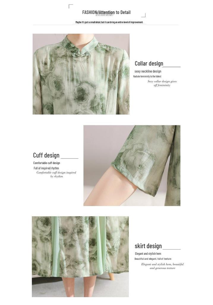 2026 Summer Chiffon Print Qipao: Stylish Short-Sleeve Dress for Middle-Aged & Elderly Women