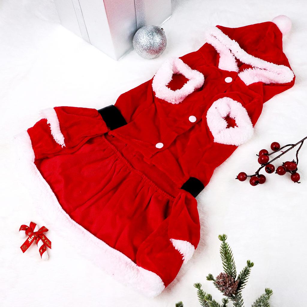 Christmas Dog Dresses for Small Dogs Clothes Blet Santa Cos Costume Puppy Doggie Pet Soft Clothes Soft Apparel Attire Christma