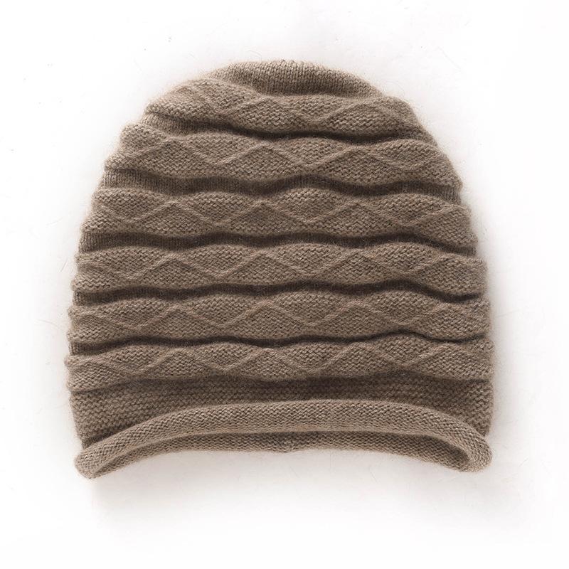 Autumn and winter cashmere knitted hat fashionable versatile thickened warm men's and women's cashmere ear protector wool hat