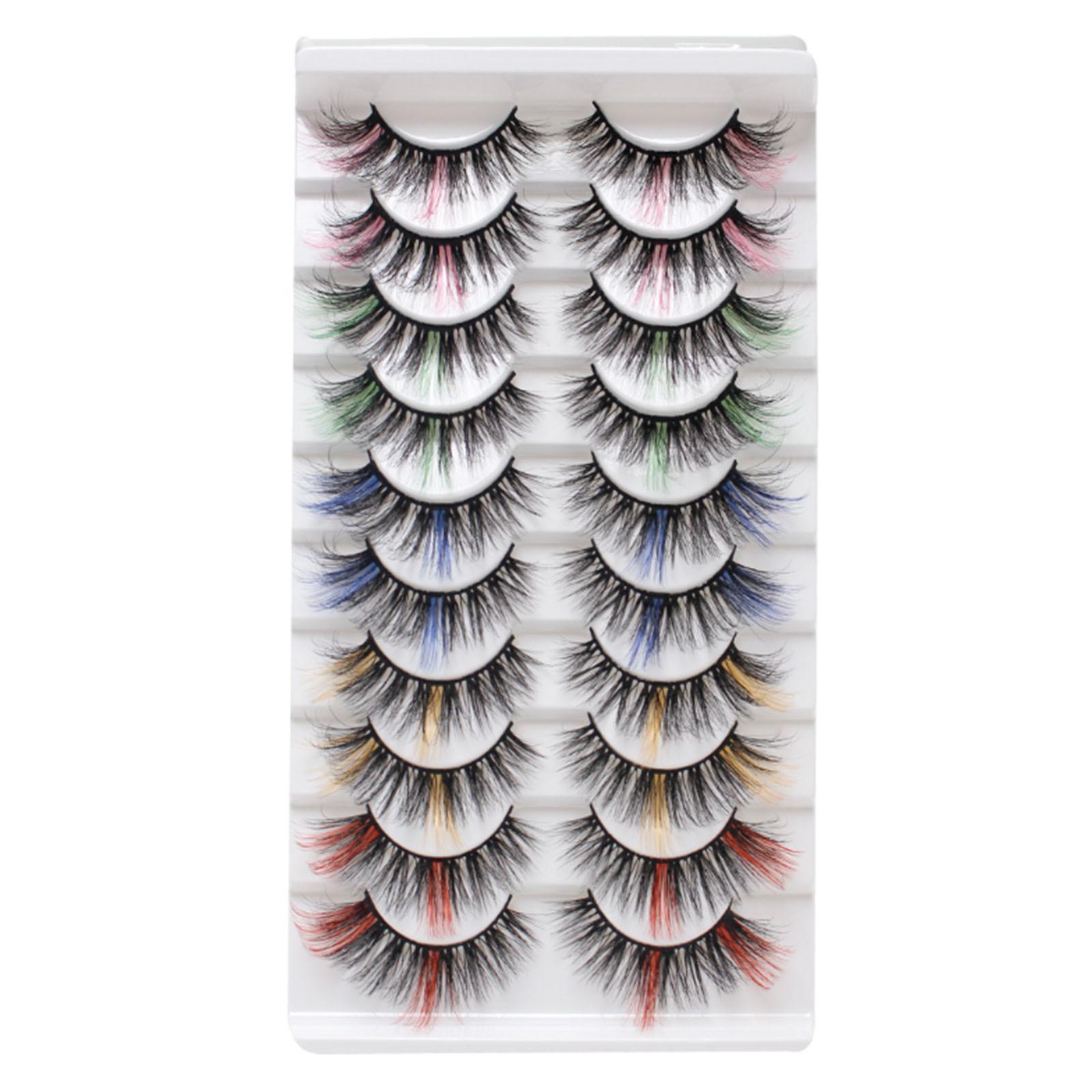 

10 пар многоразовых 3D накладных ресниц, цветные, завитые, утолщающие, набор синтетических ресниц, аксессуары для макияжа One Size