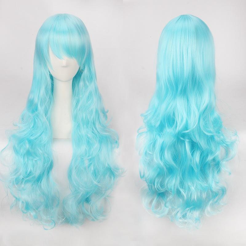 Wig Color Anime Wig Button Net High Temperature Wire Universal 80CM Long Curly Hair
