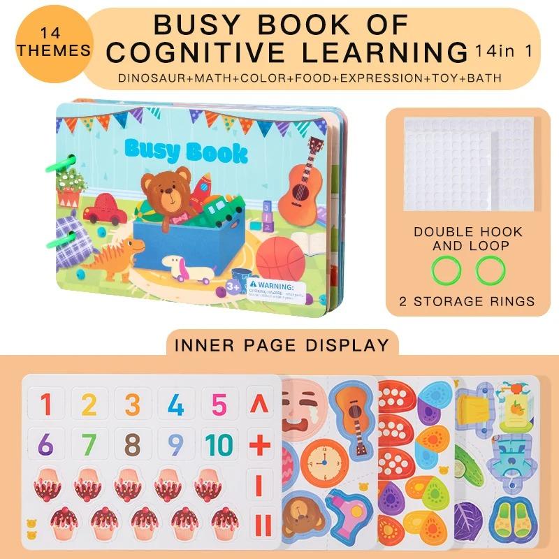 Montessori Repeatedly Sticker Busy Card Book Baby Paste Readings Numbers Matching Puzzle Game Educational Toys For Kids Gifts