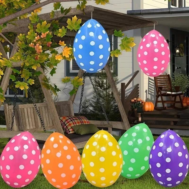 6-18PCS Easter Inflatable Egg Balloon 16 Inch Blow Up Yard Decor for HolidayParties Home Celebration and FestiveEvent Decoration
