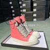 R-o Luxury Men Sneaker Peach Pink Leather High Top Shoe Women Boots Jumbo Laces Casual Shoes Cowhide Sneakers Ankle Boot
