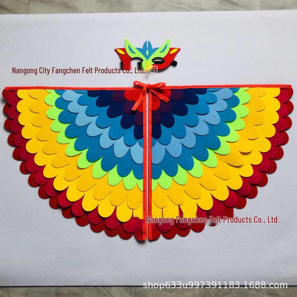 Colorful Bird Feather Felt Wings - Children's Cartoon Performance, Halloween, and Christmas Costume Decoration.