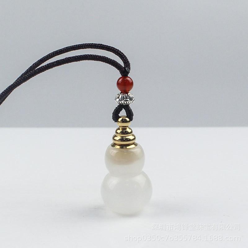 Natural Agate Chalcedony Hollow Pendant Bottle Shape Mini Vial Necklace Spiritual Protection Aromatherapy