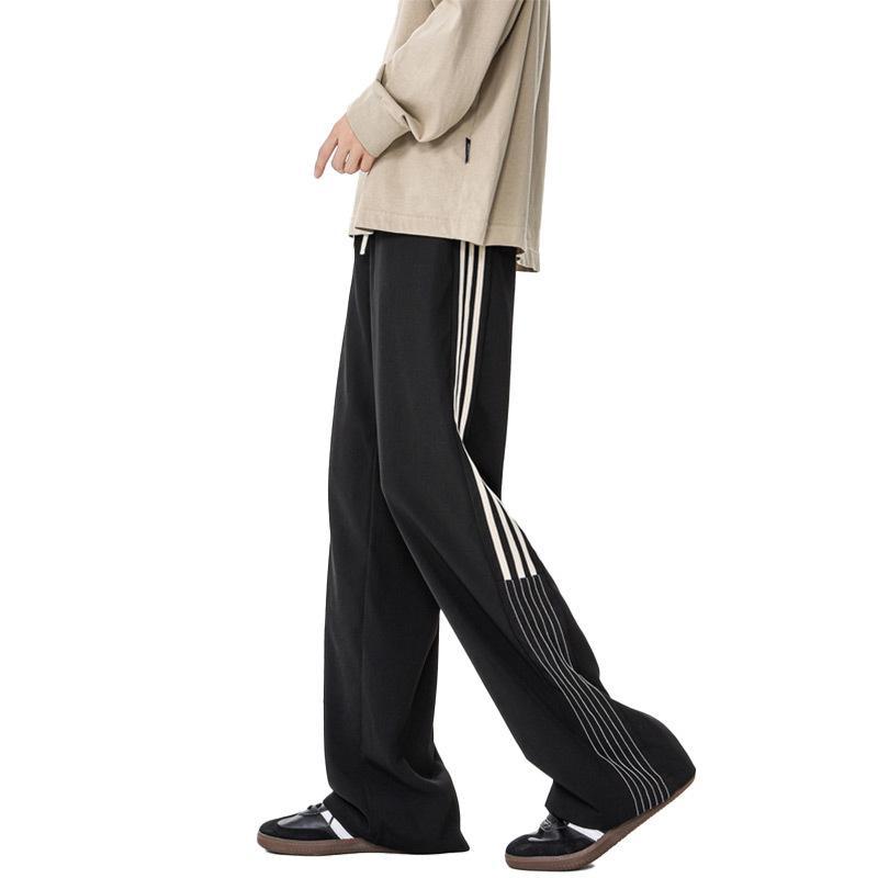 American Three-bar Sweatpants Men's Spring and Summer High Street Versatile Wide-leg Casual Sweatpants Trendy Brand Large Size Straight Long Pants
