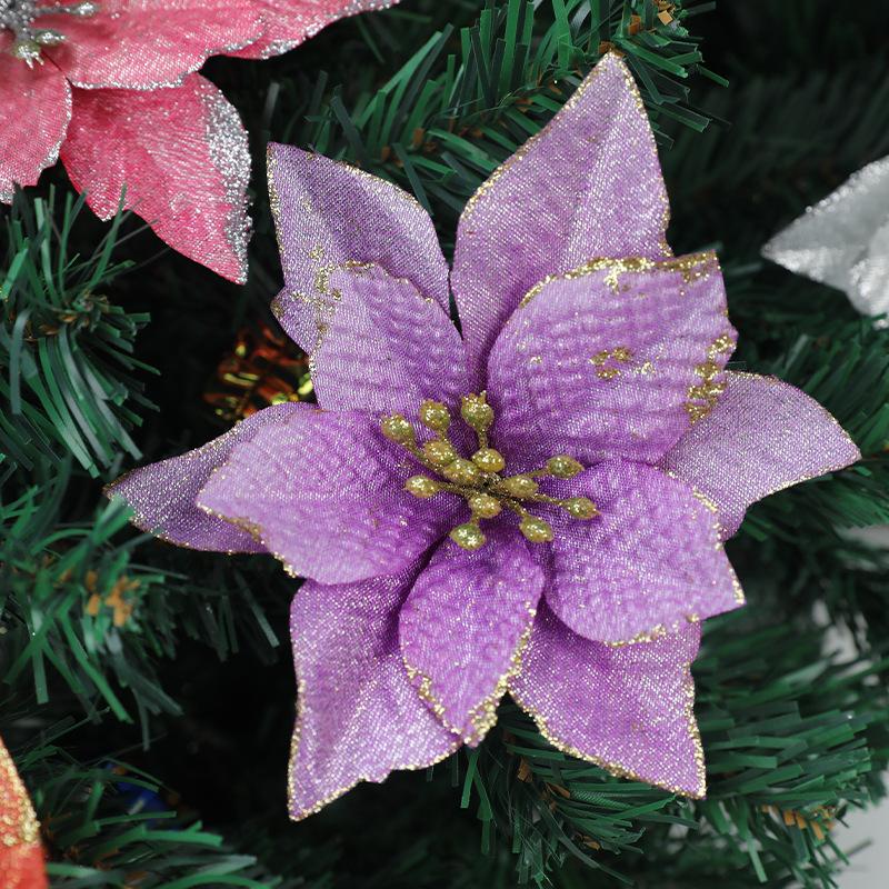 10pc Big Flower Head Glitter Christmas Tree Ornament