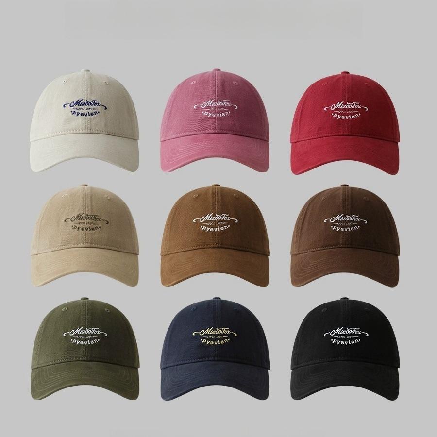 Embroidered Letter Baseball Cap for Female Birthday  Wide Brimmed  Slimming  Soft Top Hat Pure Cotton  Versatile  Baseball Cap for Male