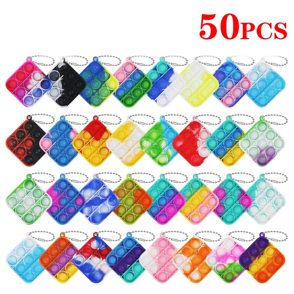 Toys Toys 10/30/50Pcs Pop Keychains Fidget Bulk Push Stress Relief Sensory Classroom Prizes Birthday Party Favors