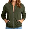 Fashionable Casual Jacket Women Solid Color Zipper Top Outerwear