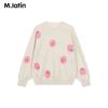 M.Latin Girls' Smile Jacquard Half-High Collar Wool Cashmere Sweater