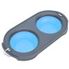 Pet Folding Bowl Portable Water and Food Feeding Dog Bowl Cat Folding Double BowlBlue
