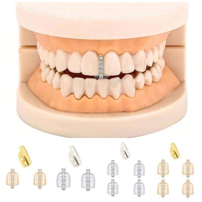 3/5Pcs Trendy Punk Hip Hop Teeth Grillz Bling Removable Single Clips Grillz Funny Gold Silver Color Rhinestone Teeth Caps Gift