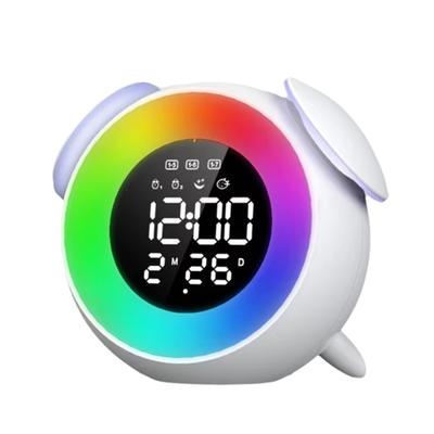M-Modern-Digital Alarm Clock With Sunrise Sunset Light Rechargeable Simulation Colorful Atmosphere Light For Bedroom Awakening