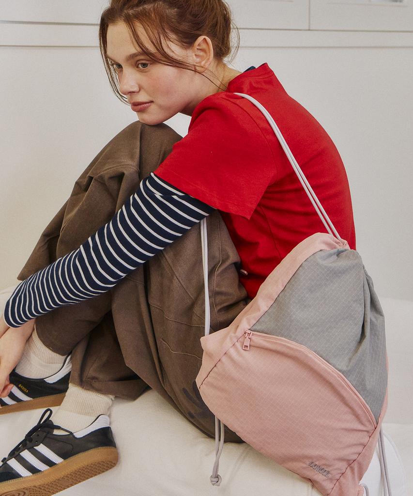 Leneeb Pocket Gym Bag Pink Gray