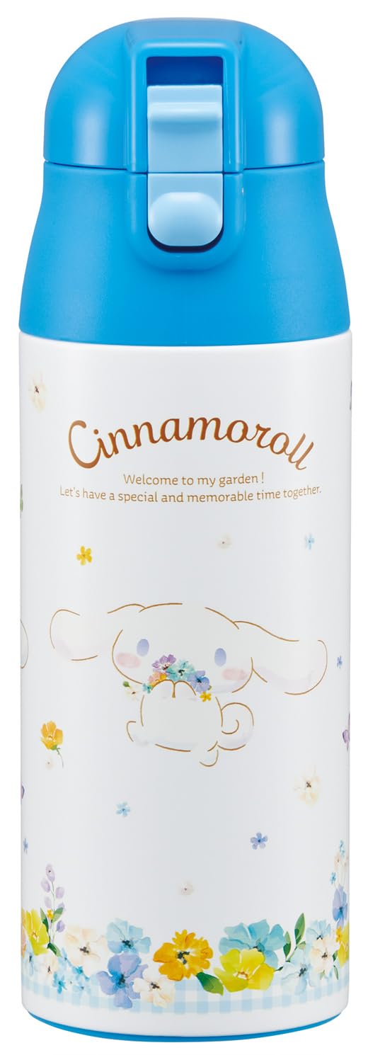 Термокружка Skater 360 мл из нержавеющей стали с изоляцией, Sanrio Cinnamoroll, Пастельная, Яркая, Акварельная, Цветочная, для Бутылки, Дизайн, Узор, Девочки,