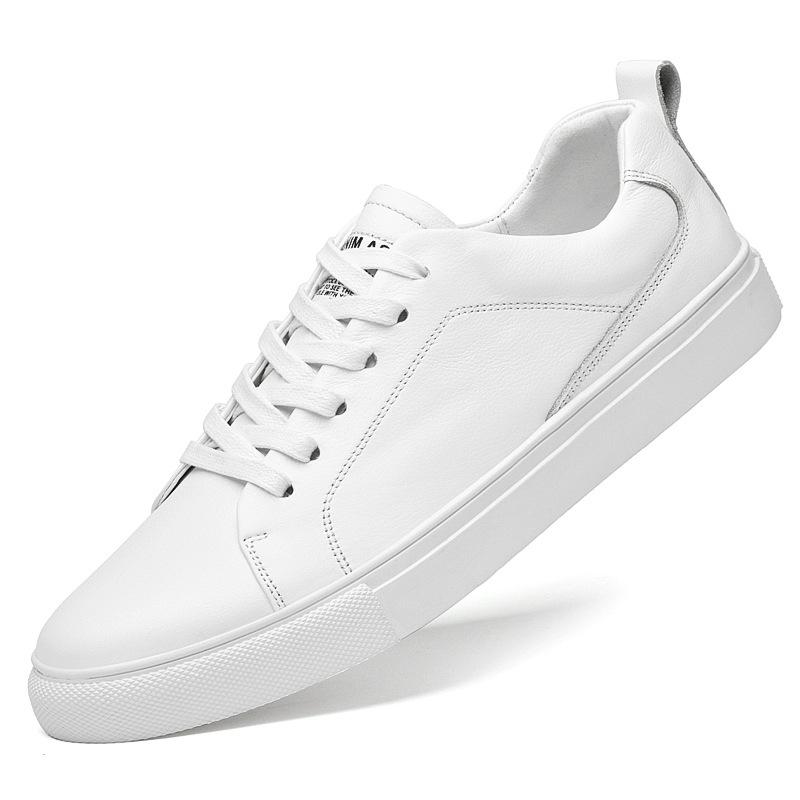 

Men s shoes spring trend British men s casual leather shoes soft sole white shoes sports shoes board shoes 45 белый
