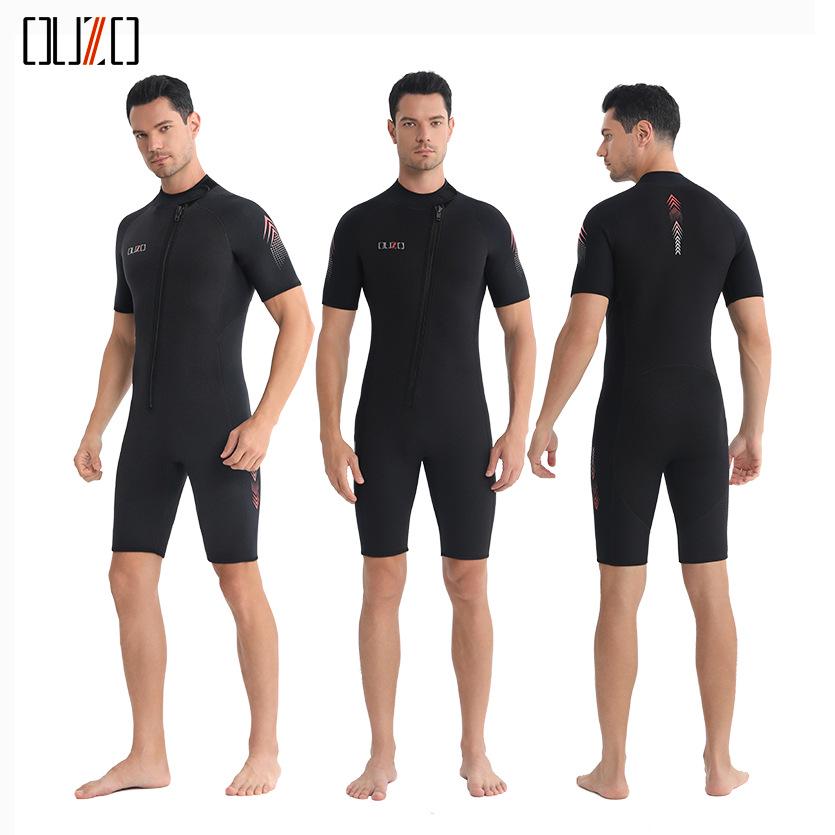 OUZO 3mm Super Elastic Short Sleeve Wetsuit - Warm, Thickened One-Piece for Cold Water Surfing, Swimming & Diving