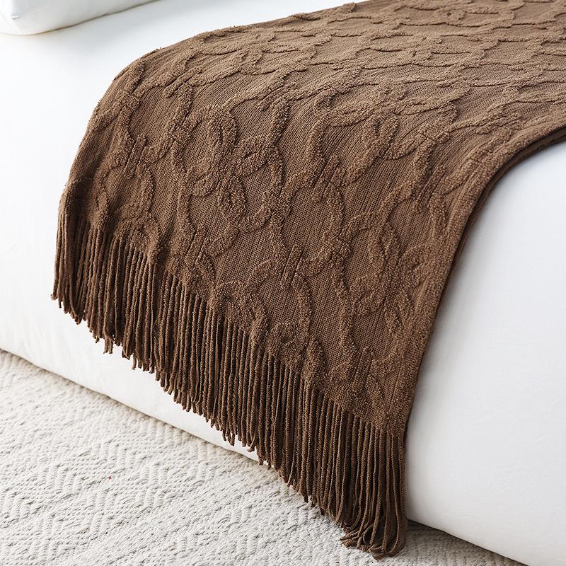 Runner da letto e coperta in maglia nordica - Tessuto morbido, sciarpa decorativa per letto o divano