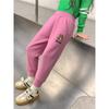 Brand Children's Clothing Kids' Pants 2026 Autumn and Winter New Style Girls' Sports Pants Cartoon Bear Embroidery Fleece-Lined Long Pants