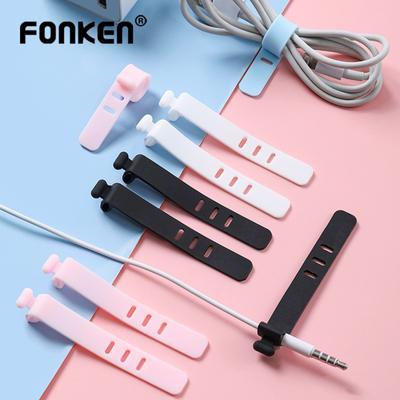 FONKEN 5PCS Silikon Wiederverwendbare Befestigung USB Kabel Band Band Weichen Draht Organizer Management Kopfhörer Kabel Datum Kabelbinder Kabel kabel