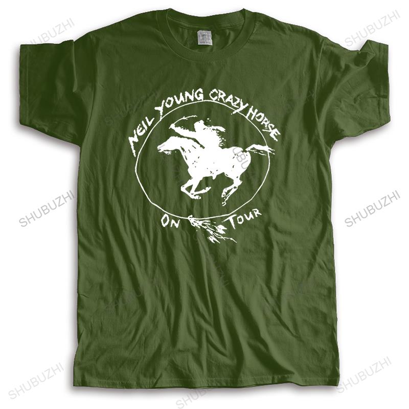 Kule herre-t-skjorter Mote-t-skjorter i bomull Hipster-topper Nye Neil Young Crazy Horse Zum O-hals Herre Kort Bomulls-skjorter