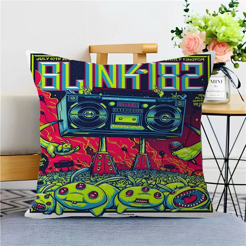 

B-Blink 182 Рок-группа Персонализированная наволочка Детская спальня Декор для дикой вечеринки Наволочка подарок ребенку на День рождения, праздник 12x12Inch