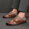 Summer Fashion Splicing Business Leather Shoes Men's Dress Suit Plaid Oxford Shoes Men's